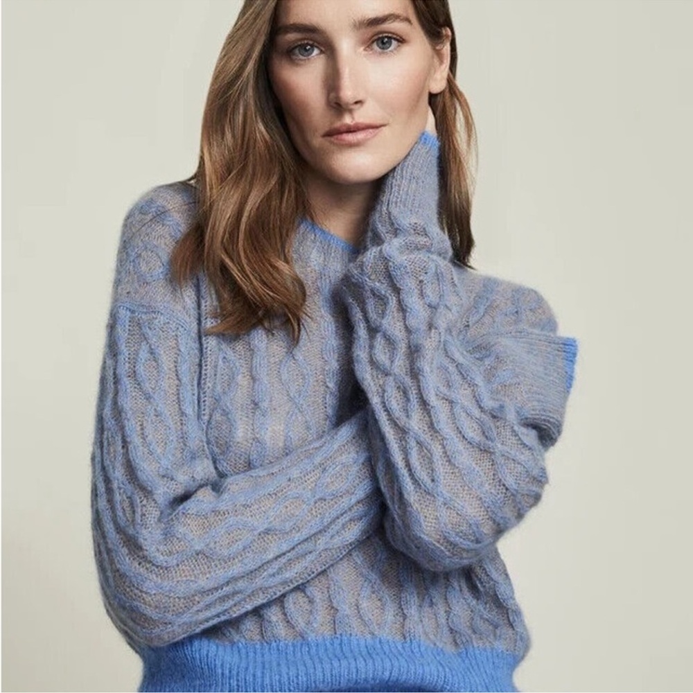 Veronica Beard Riola Mohair & Angora cable knit sweater size XS